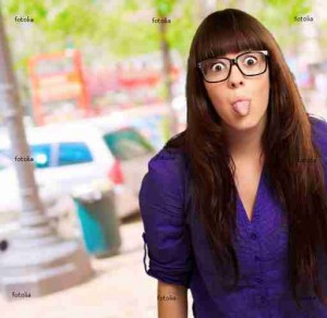 Crazy Woman With Stick Out Tongue